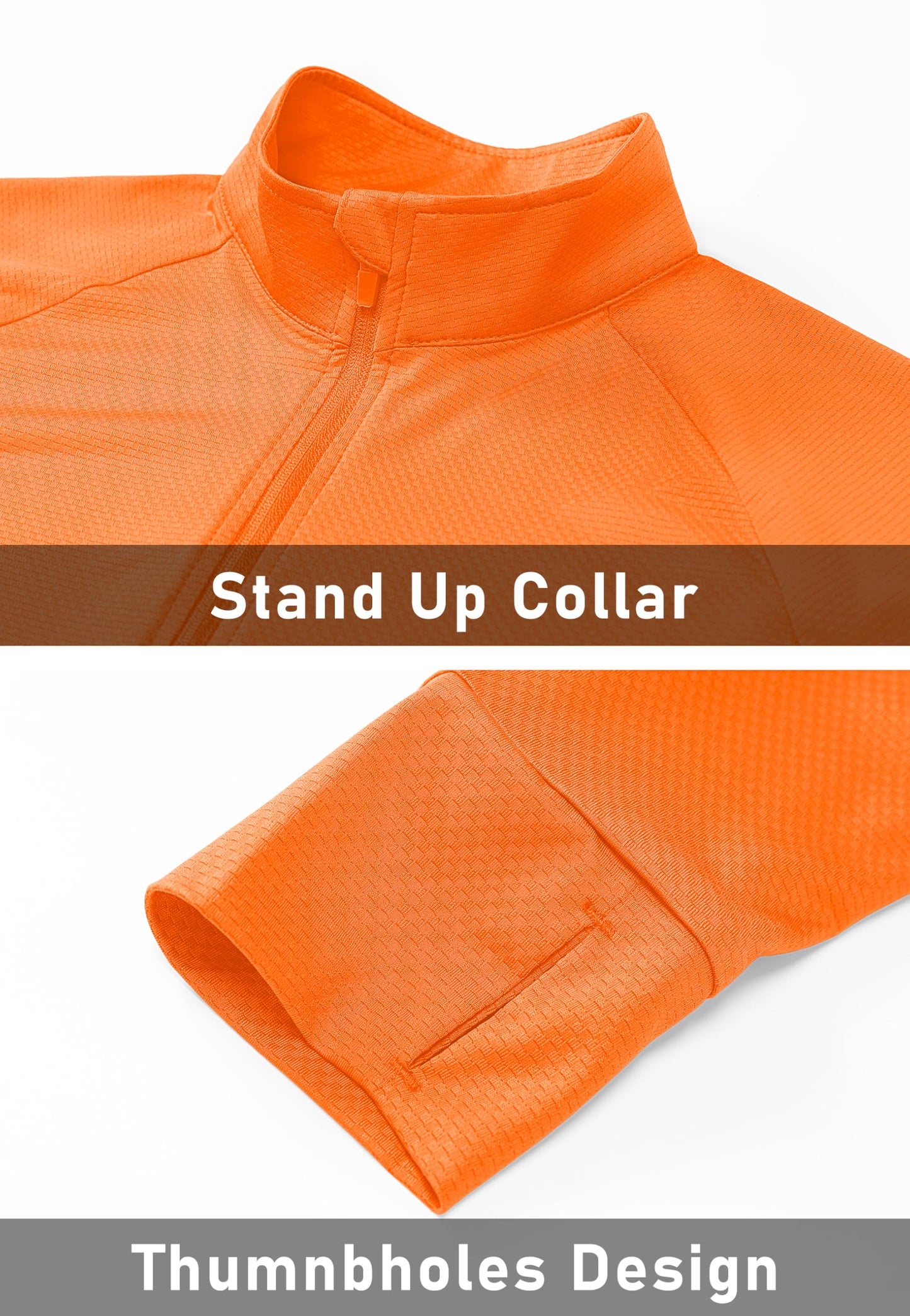 MAGCOMSEN Women's Long Sleeve Jackets Full Zip Lightweight UV Protection Hiking Shirts Athletic Jacket with Pockets Orange S