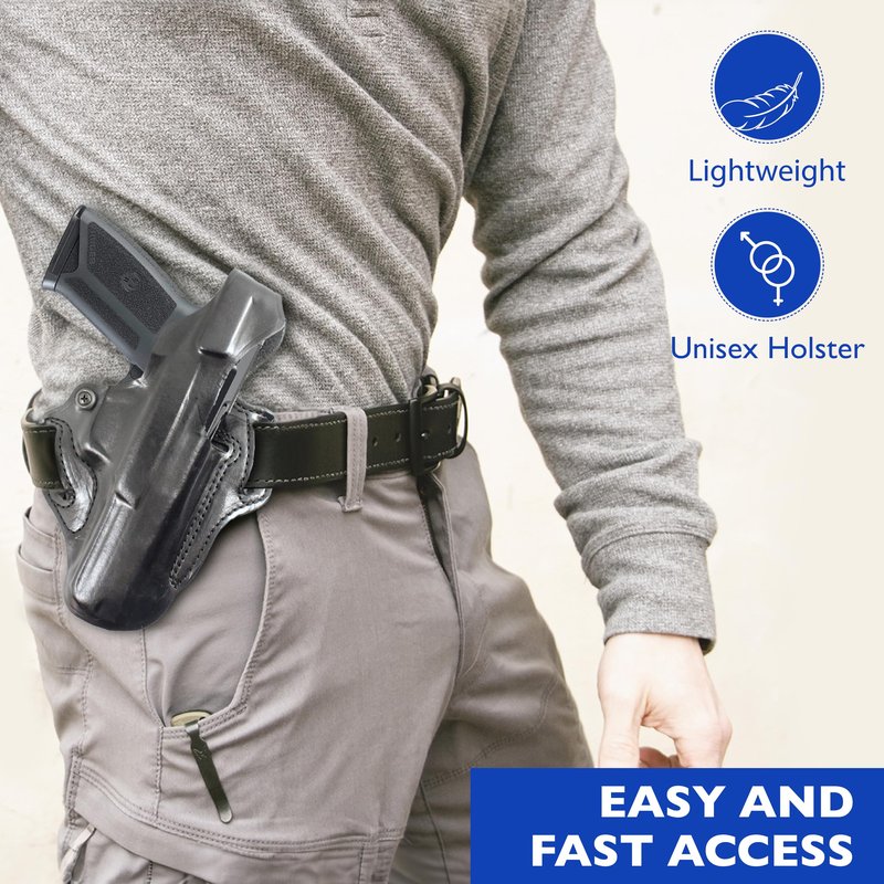 Desantis Thumb Break Mini Slide Holster, Outside The Waistband Gun Holster, Fits Glock 43, Glock 43X, and Glock 48, Adjustable Tension Device, Right-Hand Draw, Tan