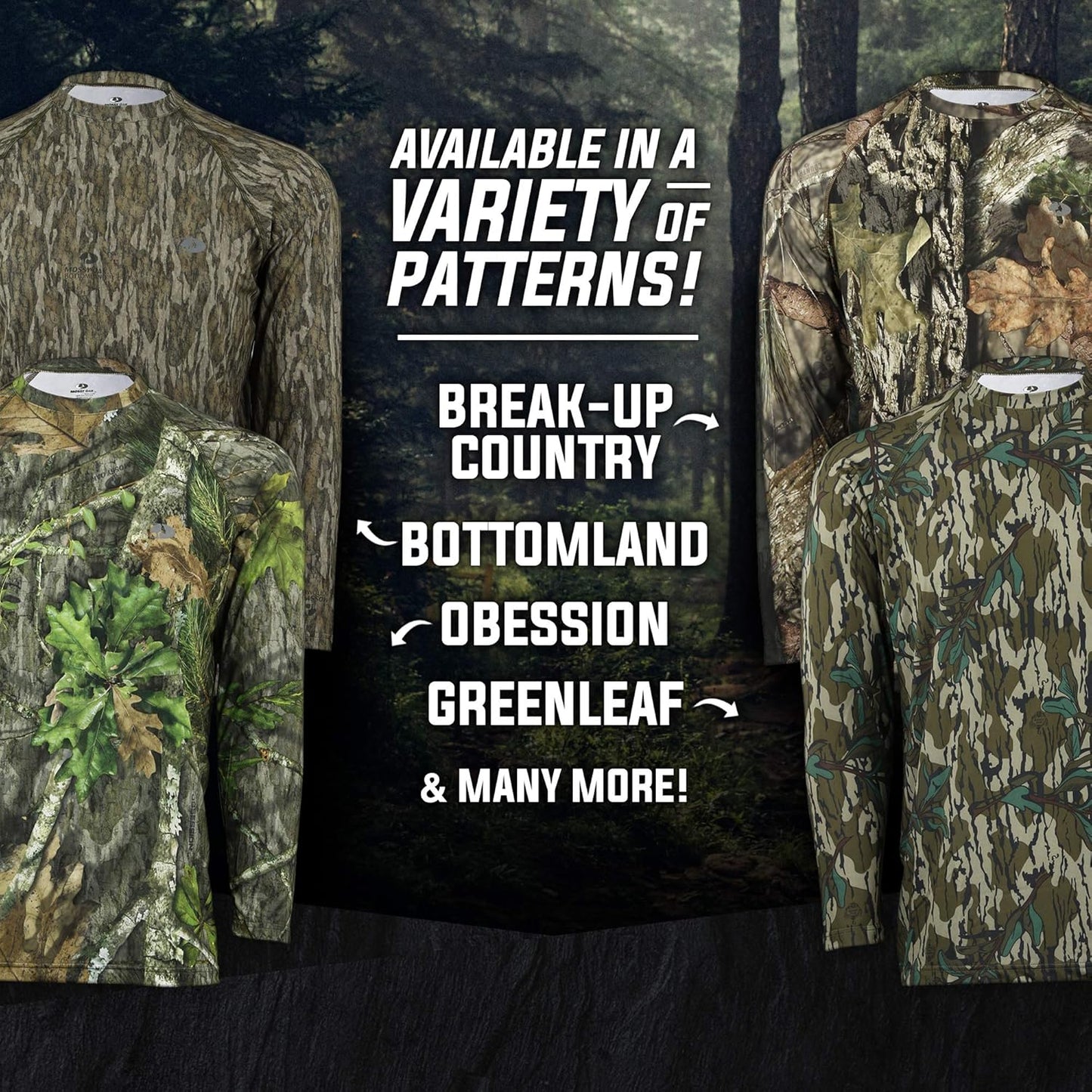 Mossy Oak Camo Hunting Shirts for Men - Long Sleeve, Lightweight & Breathable Fabric