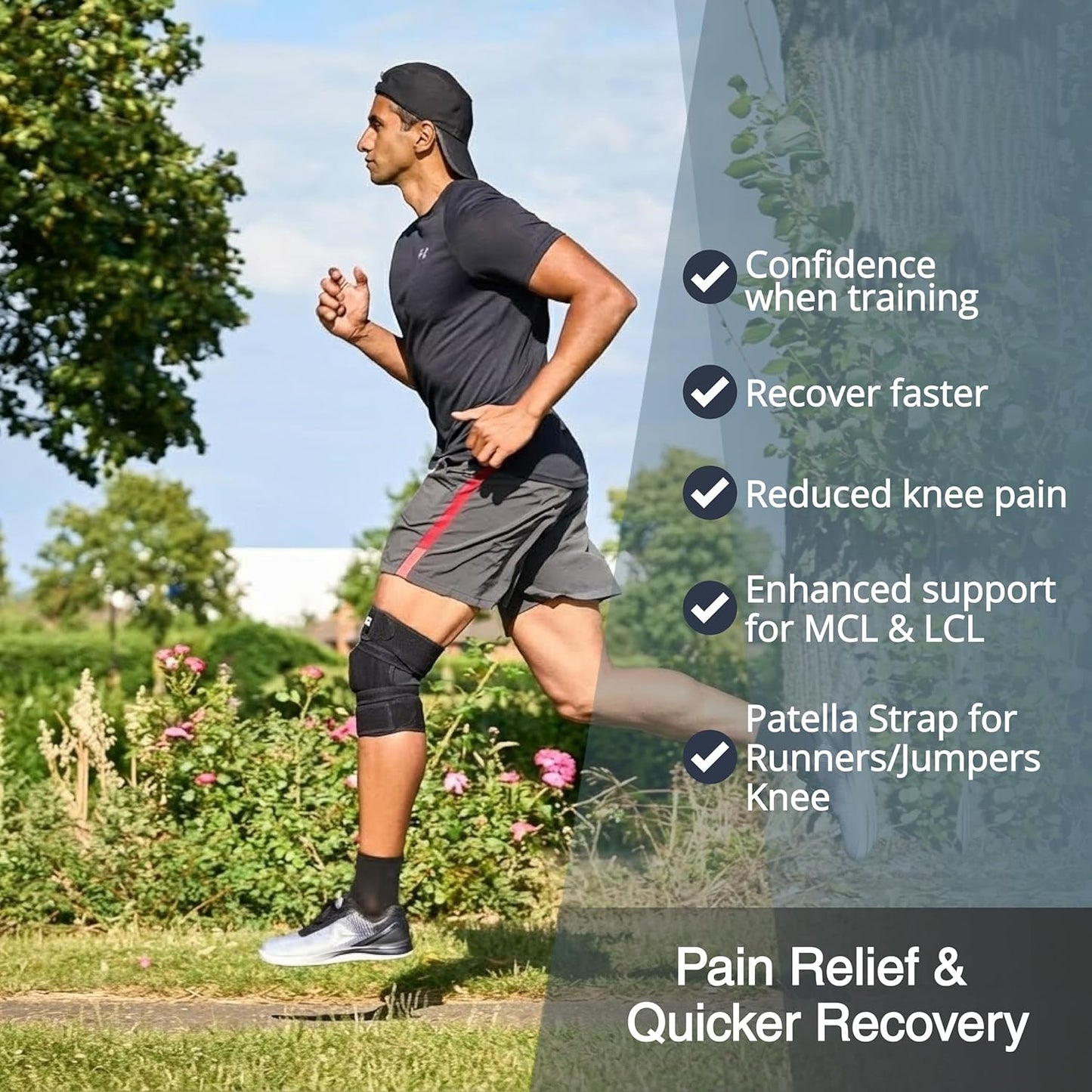 Knee Brace for Arthritis & ACL/MCL Pain - Patented 4-Way Adjustable Support | Dual Side Stabilizer for Patella Stability