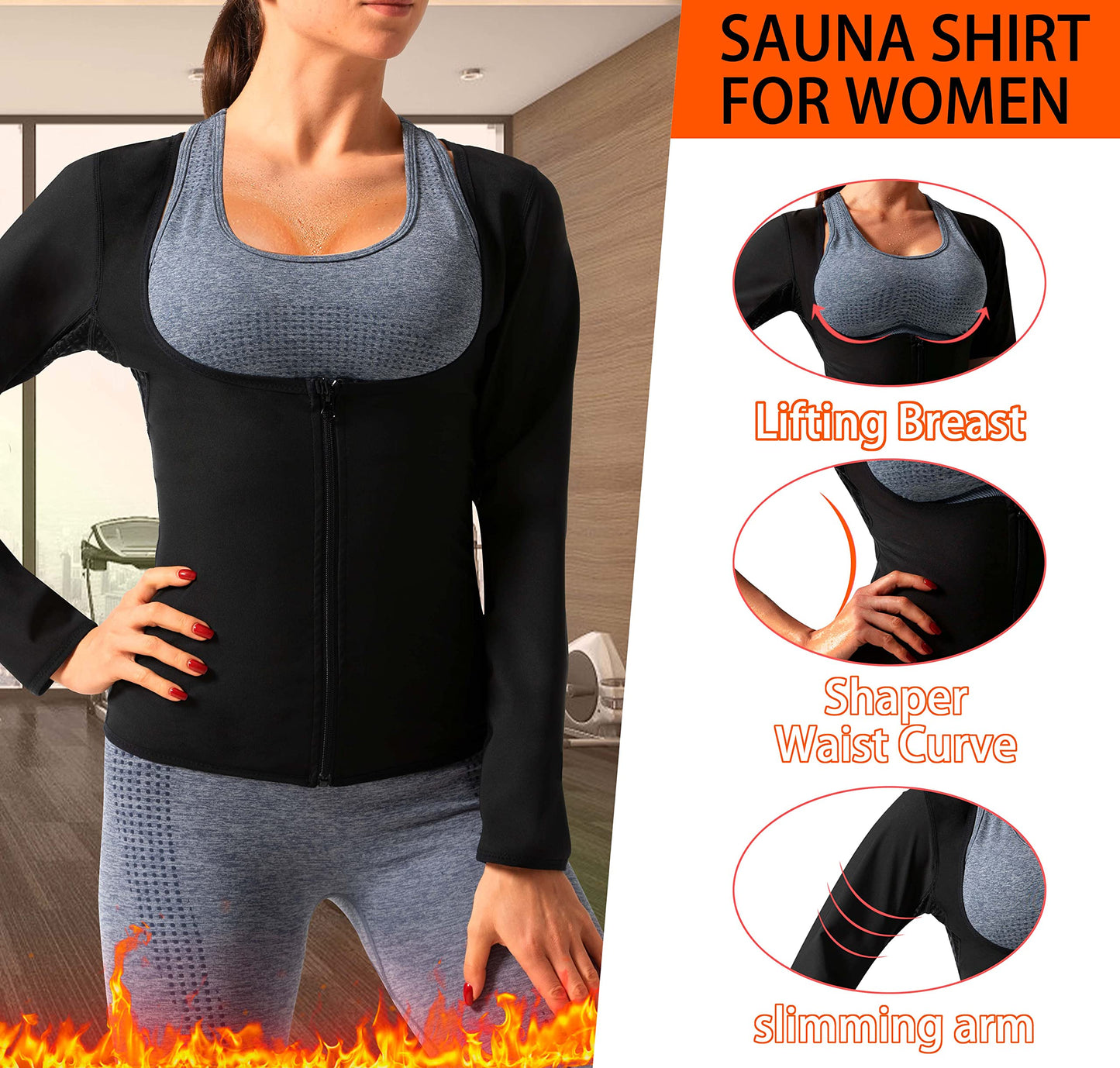 DYUAI Women Sauna Shirt Sweat Vest Heat Trapping Workout(6003-07-XXL)