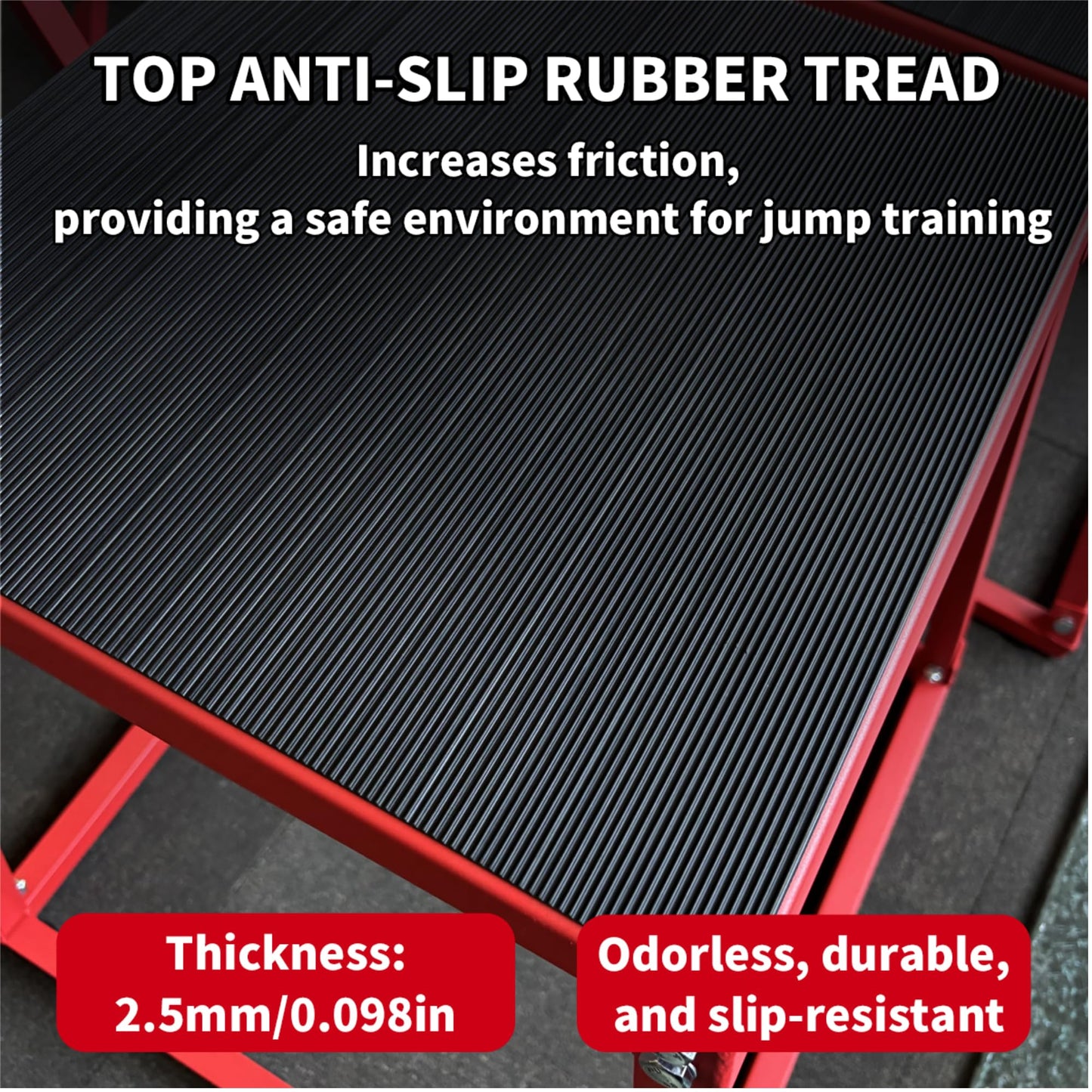 Garvee 12/18/24 Inch Steel Plyo Box for Exercise, Plyometric Jumping Box Metal Exercise Step Up Box with Anti-Slip Surface for Home Gym Training,Single and Set,Red