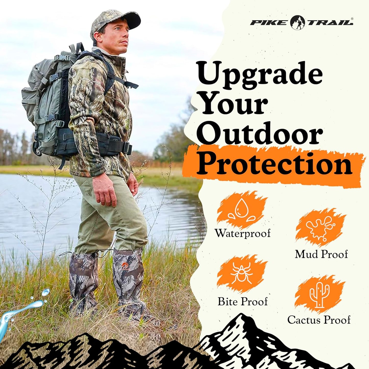Pike Trail Adjustable Leg Gaiters - Waterproof & Lightweight Leg Guards for Hiking, Trekking | Unisex, 1 Pair