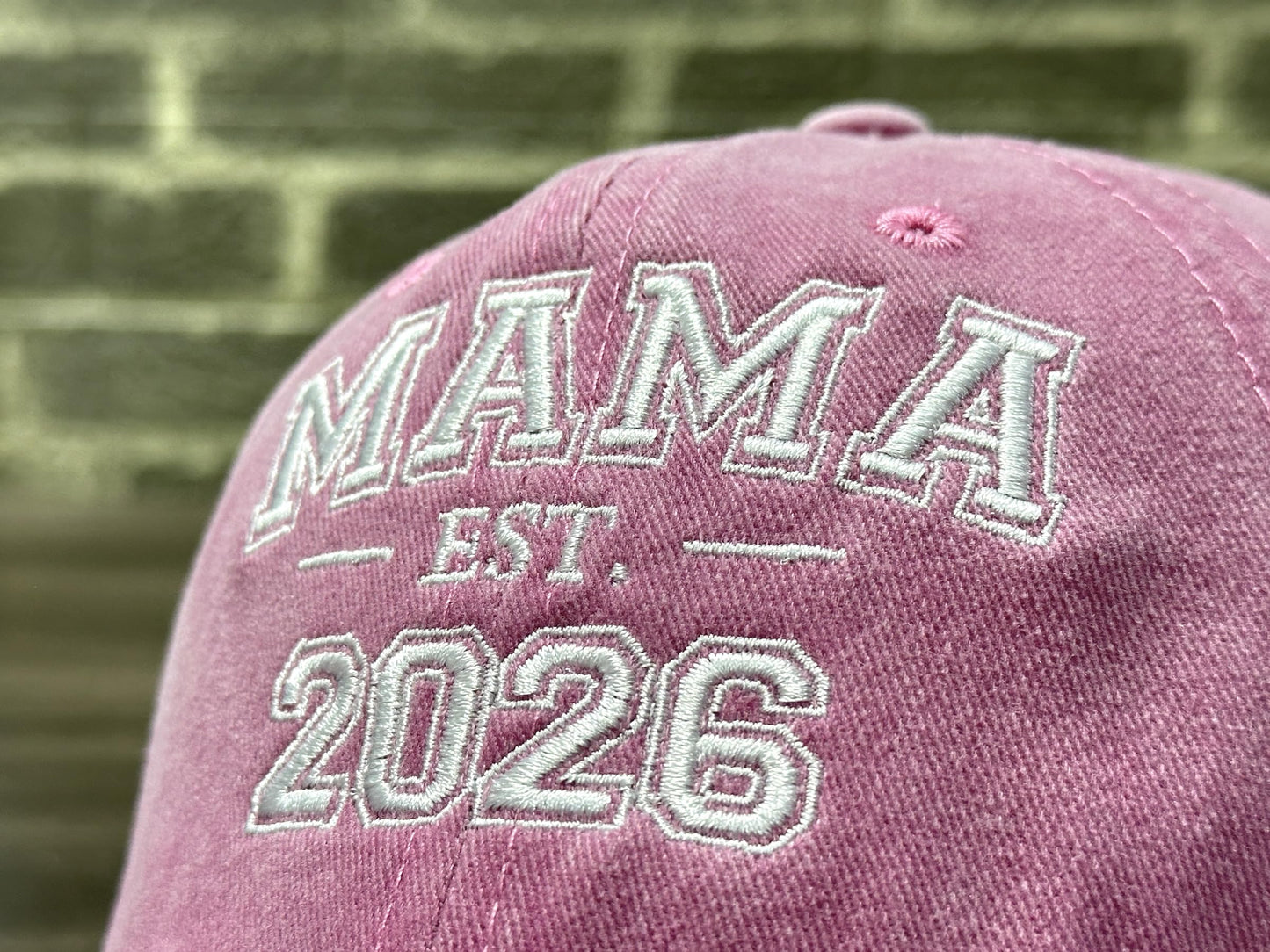 Horpe New Mama Hat EST 2026, Promoted to Mom Mother Gifts for Pregnancy Announcements, First Time Baseball Cap for Women, Adjustable Embroidered Washed Pink Dad Hat