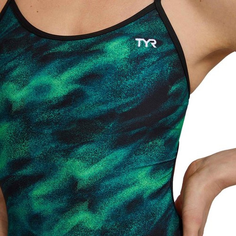 TYR Durafast Elite Trinityfit One-Piece Swimsuit for Women - Athletic Training and Competition Swimwear Designed for Long-Lasting Durability - Chlorine-Proof - Green/Soren, 38