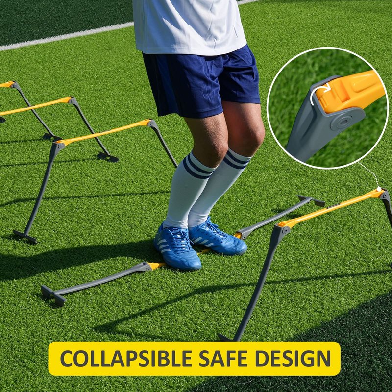 PodiuMax Portable Height Adjustable Sports Training Hurdle (6", 9", 12"), Lightweight, Innovative Foldable Design, Collapsible Safe, 6 per Pack