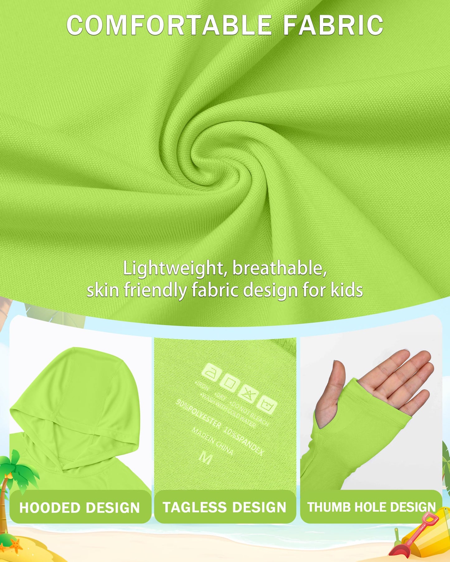 DRONIRING Boys Rash Guard Swim Hoodie, UPF 50+ UV Sun Protection Long Sleeve Fishing Shirt, Kids Youth SPF Water Shirts