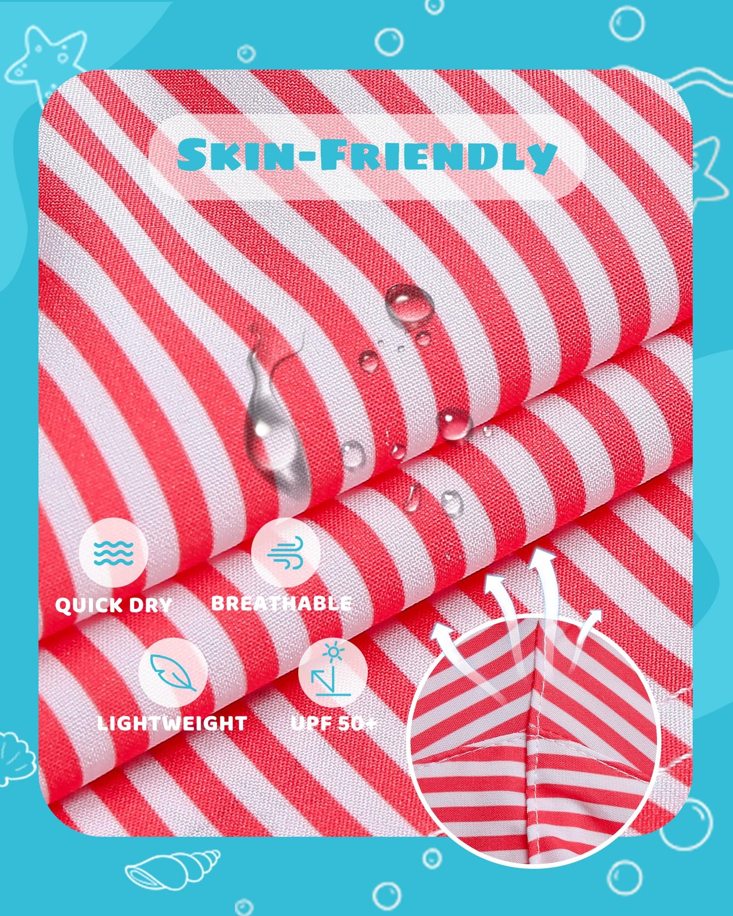 maamgic Boys Swim Trunks with Compression Liner Toddler Stretch Swim Shorts Quick Dry Swimming Trunks Boxer Brief 2 in 1 Beach Shorts Red Stripe 4T