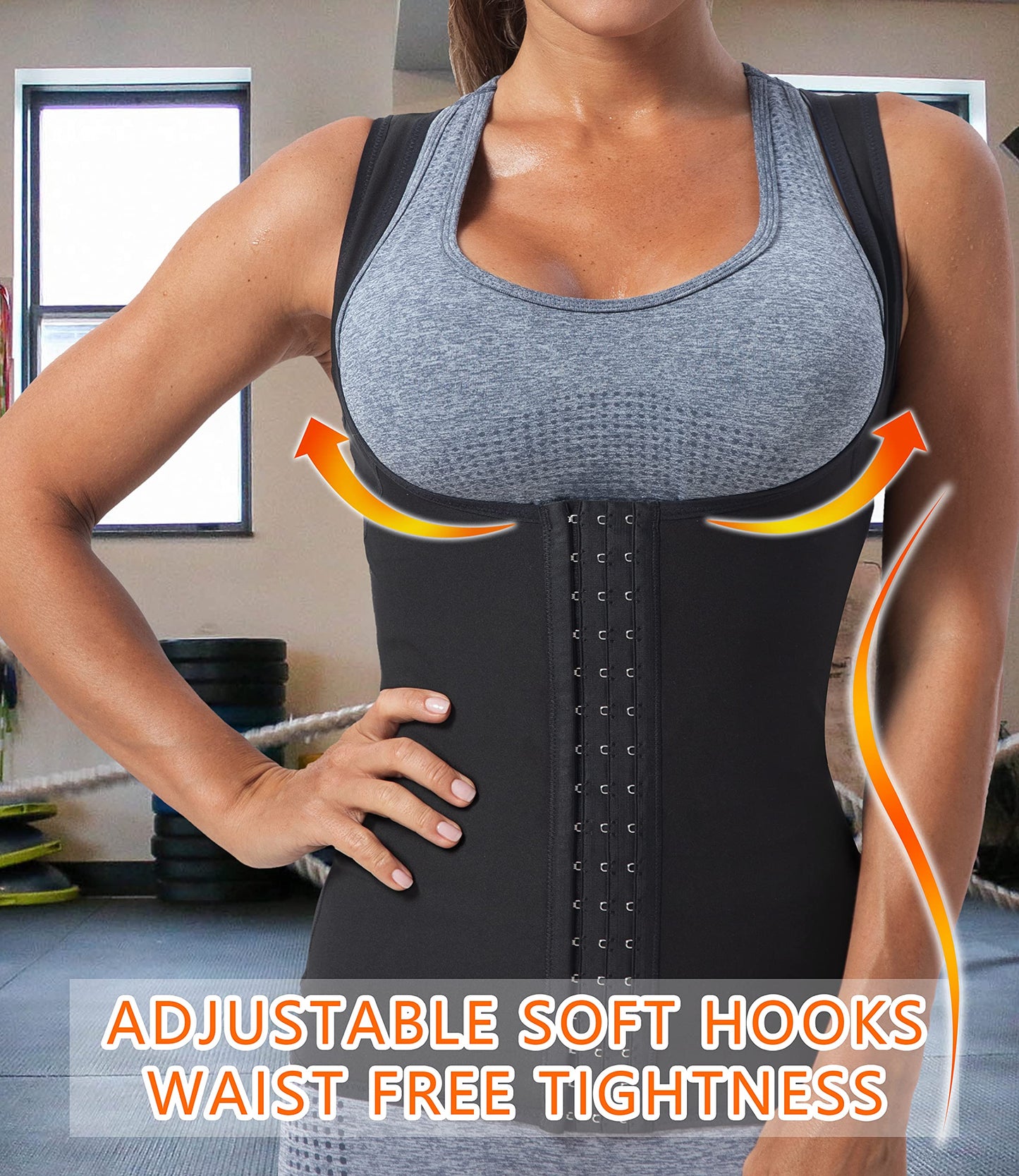 Women Sauna Vest Sweat Tank Top Waist Trainer Workout Slimming Shirt Compression Top Heat Trapping Suit Gym Sauna Jacket Exercise Bodyshaper Girdle Corset(TBH2003-07-XXL)