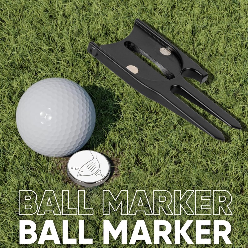 Birdicorn Golf Divot Repair Tool & Golf Ball Marker 6-in-1 Golf Divot Tool with Ball Marker, Line Stencil, Coin Holder, Putting Aimer, Bottle Opener, Club Rest