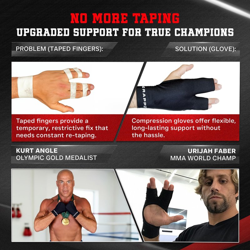 Grappz Finger Support Athletic Compression Gloves – Athletic Buddy Tape & Trigger Finger Splint Alternative – Finger Sleeve & Brace, Arthritis Pain Relief & Joint Stabilizer for All Sports, Unisex M