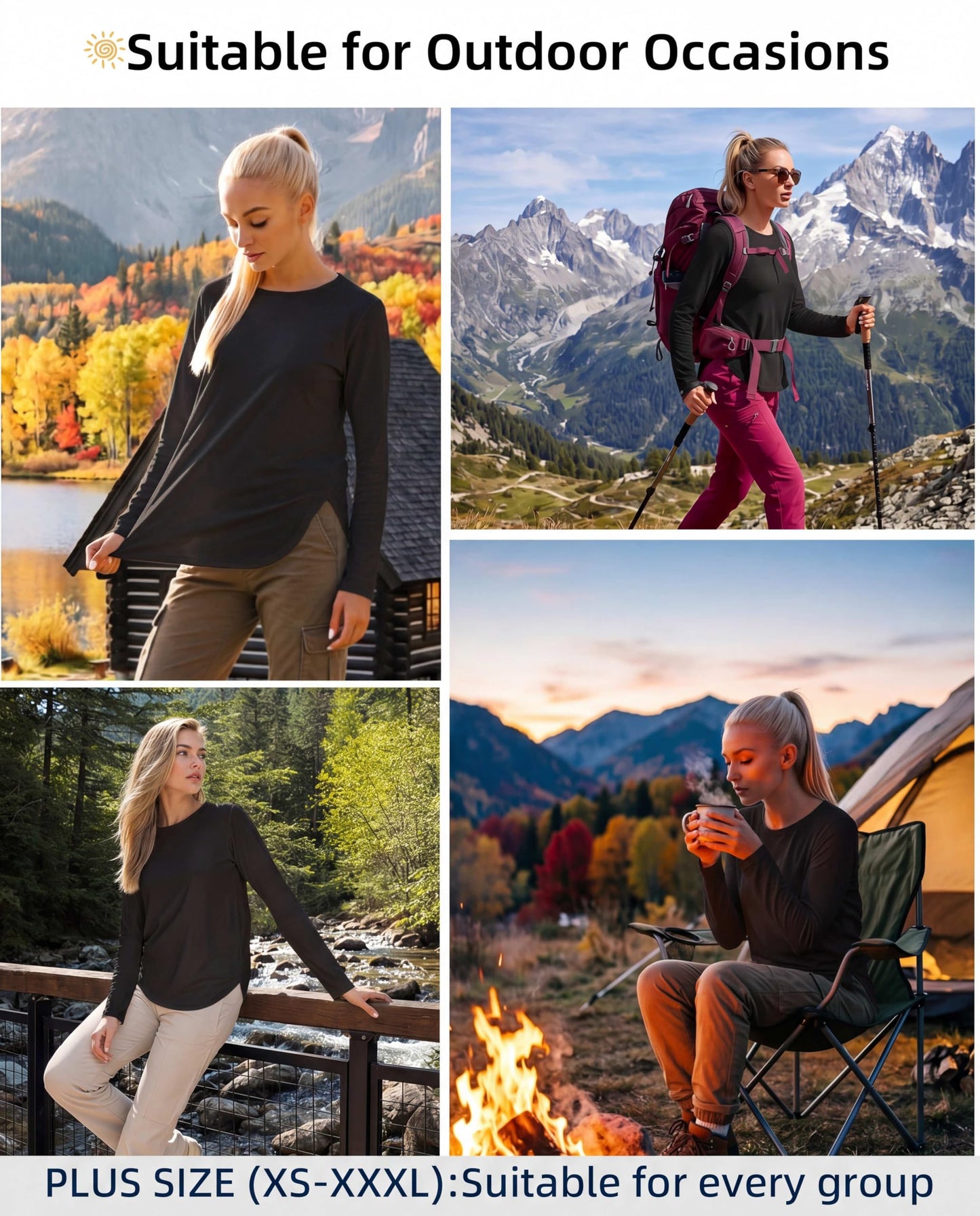 Women's UPF 50+ UV Sun Shirts, Loose Fit Long Sleeve Hiking Top|Quick Dry Midweight Casual Outdoor Clothing