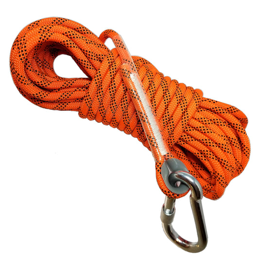 Woodland Home Magnet Fishing Rope with Oval Connector, 2000LB Pulling Forces, 8mm Thick, 52 FT, Durable Quality Rope for Fishing Magnet, camping, Boating, Outdoor & Indoor Use, Bright Orange