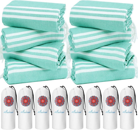 Turkish Beach Towels - 8 Pack Quick Dry, Sand-Free Oversized XL Bath & Pool Towels | Travel Accessories