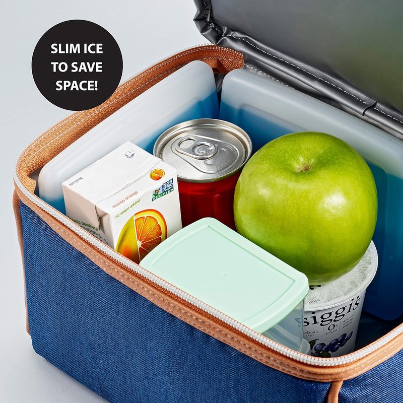 Slim Ice Packs for Lunch Boxes | Quick Freeze Reusable Coolers - Clear Blue (Pack of 48)