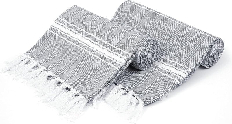Turkish Beach Towel Set - Oversized Quick-Dry, Sand-Free, Soft & Durable | 2-Pack Charcoal Grey