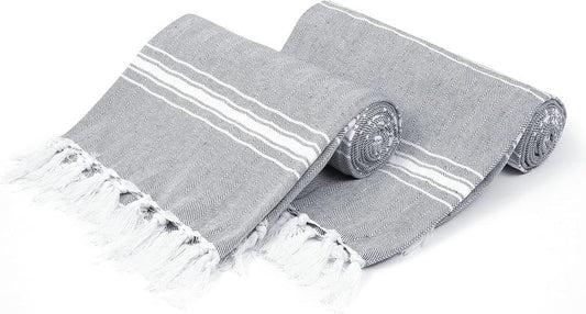 Turkish Beach Towel Set - Oversized Quick-Dry, Sand-Free, Soft & Durable | 2-Pack Charcoal Grey