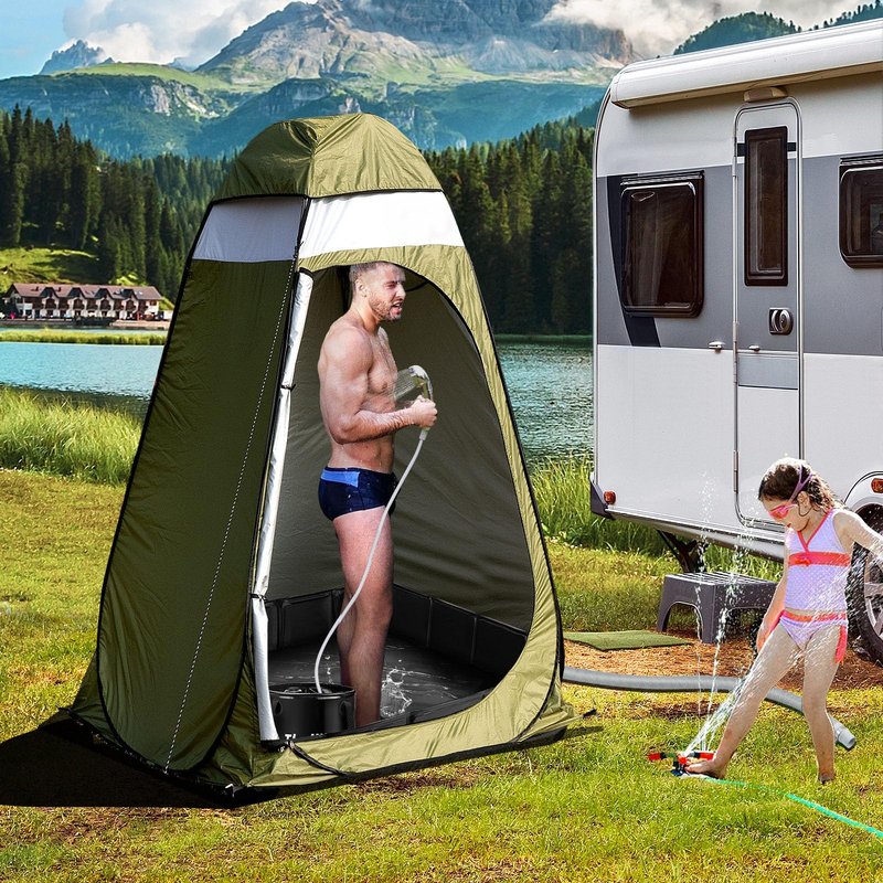 Thallike Upgraded Portable Shower Pan, 41" x 41" x 10" Outdoor Shower Base with Detachable Drain Pipe, Foldable Camping Shower Base for Beach, RV, and Indoor