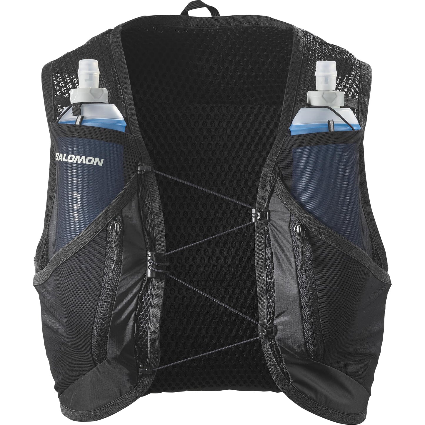 Salomon Unisex Active Skin 12, Hydration & Storage Vest with 500ml Flasks Included - Black / Metal - XS
