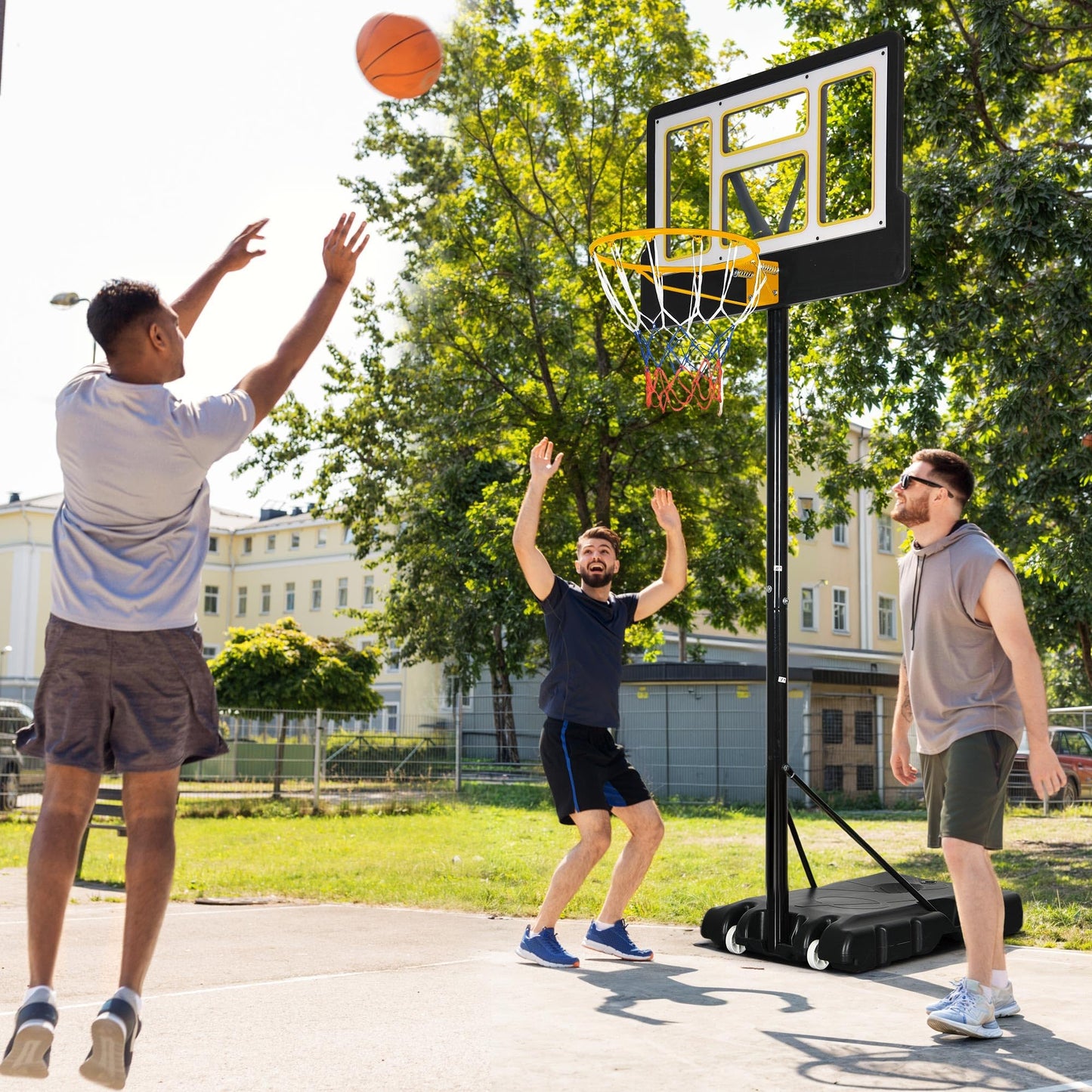 YITAHOME Basketball Hoop Outdoor 10 FT Adjustable, Portable Basketball Goals for Outside, 4.4-10FT Height Adjust, 44in Backboard and 18in Rim