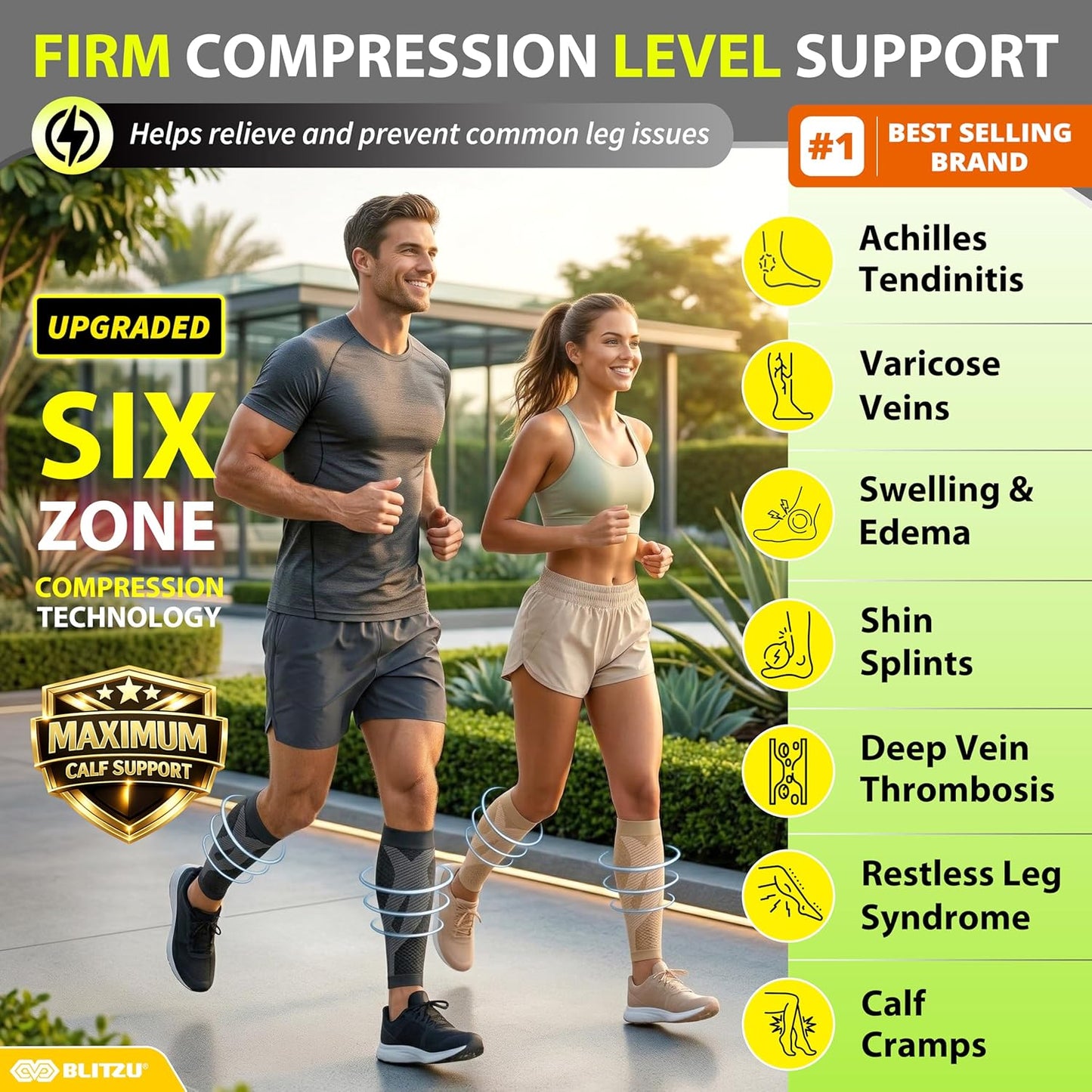 Calf Compression Sleeve for Men & Women - Footless Support for Shin Splints & Pain Relief | Ideal for Runners