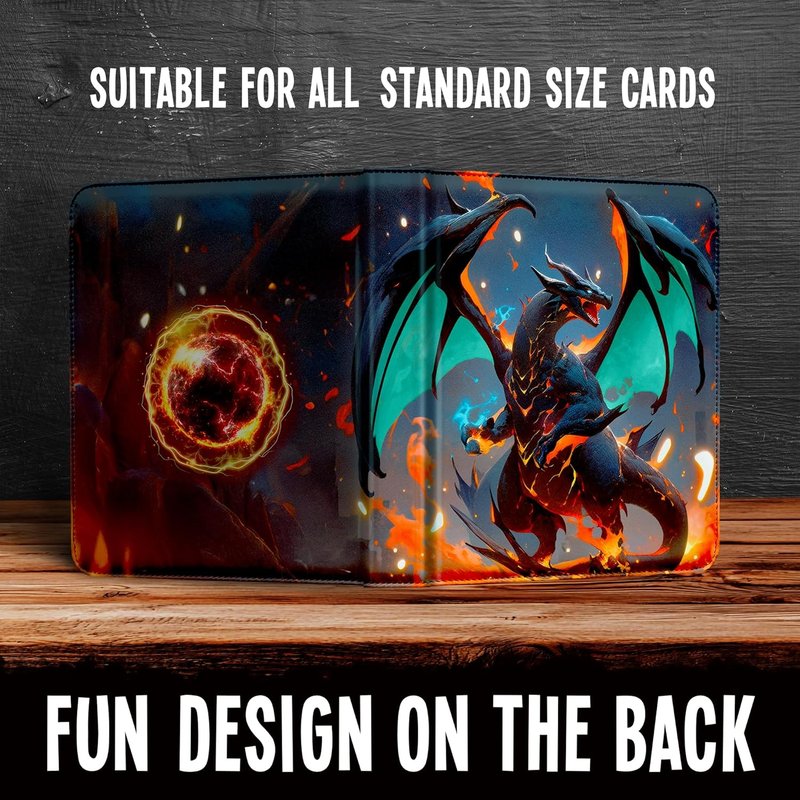 Trading Card Binder 9-Pocket - Zippered 3-Ring Album for 900 Cards | Includes 50 Removable Sleeves & ID Slot