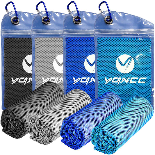 YQXCC 4 Pack Cooling Towels, Cool Towel, Soft Breathable Chilly Towel, Microfiber Ice Cold Towel for Yoga, Golf, Gym, Camping, Running, Fitness, Workout & More Activities