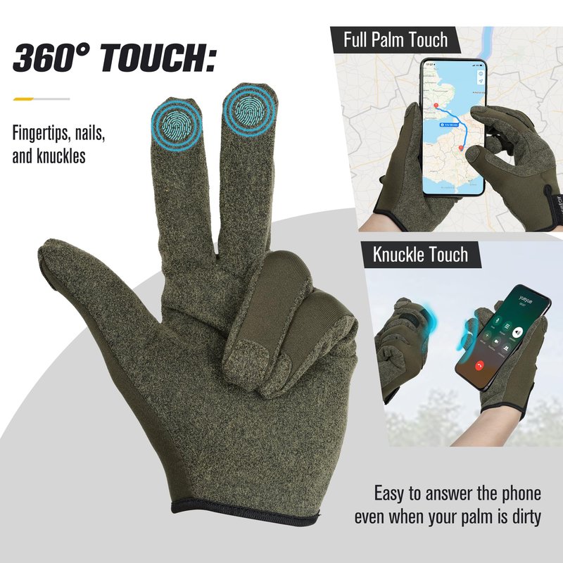 eLusefor Natural Tactile Shooting Glove: Seamless Wrap-Fingers Design,360°Touchscreen Freedom,Customizable Badge|Tactical,Police,Patrol,Law Enforcement Gloves for Men