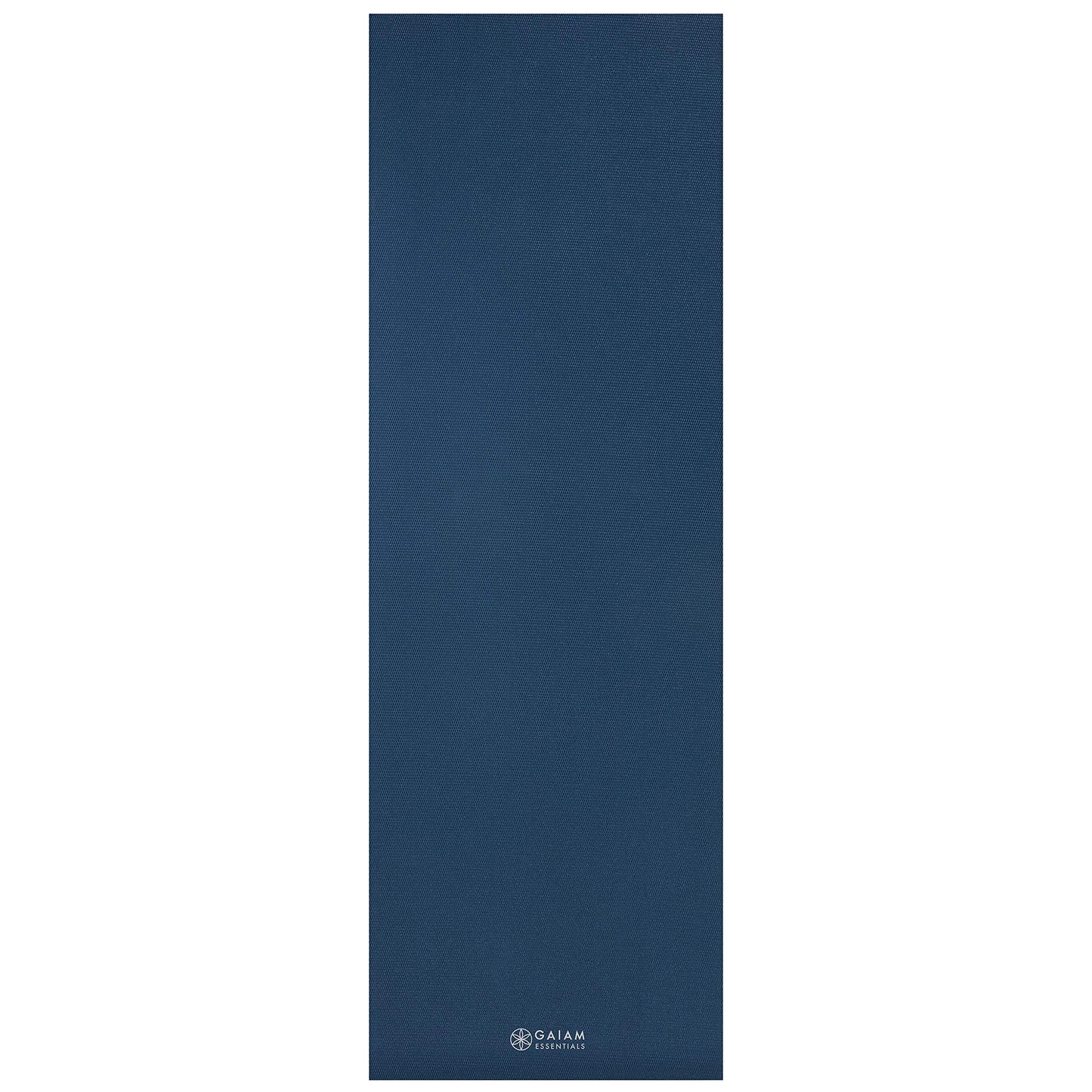 Gaiam Essentials Premium Yoga Mat with Carrier Sling, Navy, 72"L x 24"W x 1/4 Inch Thick