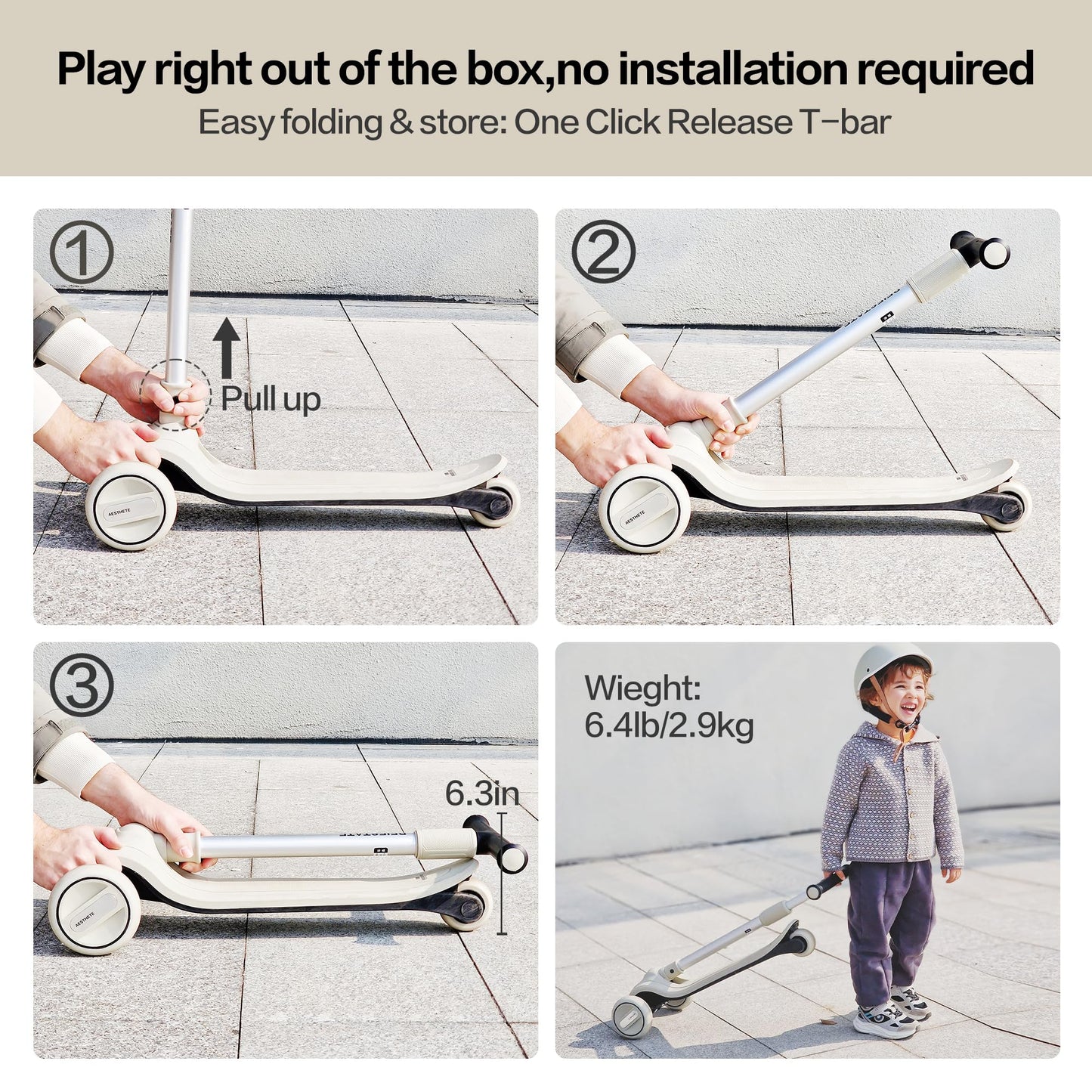 BEIESTATE 3 Wheel Scooter for Kids Ages 3-18, Up to 220 Lbs, Kids Scooter with Adjustable Lean-To-Steer Switch, Foldable, Lightweight, Wide Anti-Slip Deck, Adjustable Height Handlebar, Light-Up Wheels