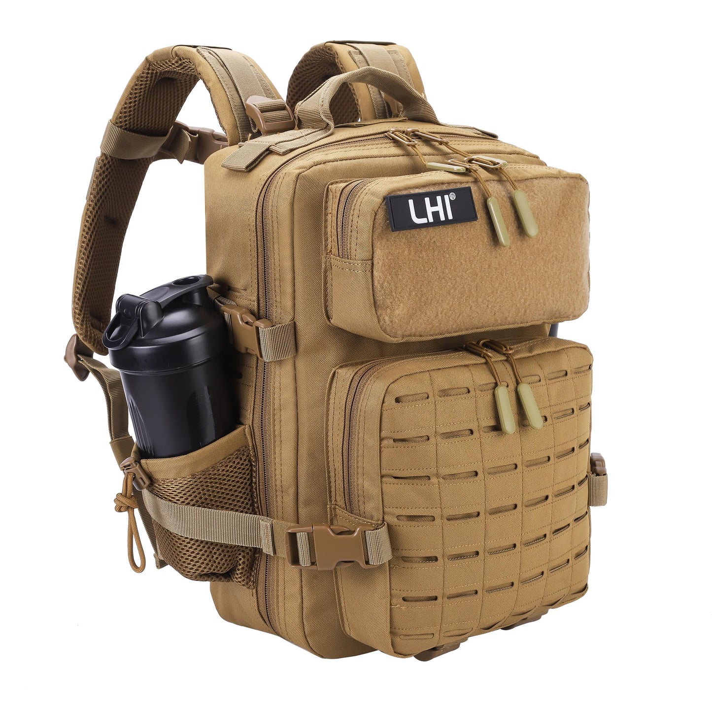 LHI Tactical Military Backpack for Men 25L Small Molle Army Assault Pack 3 Day Hiking Rucksack With Bottle Holder