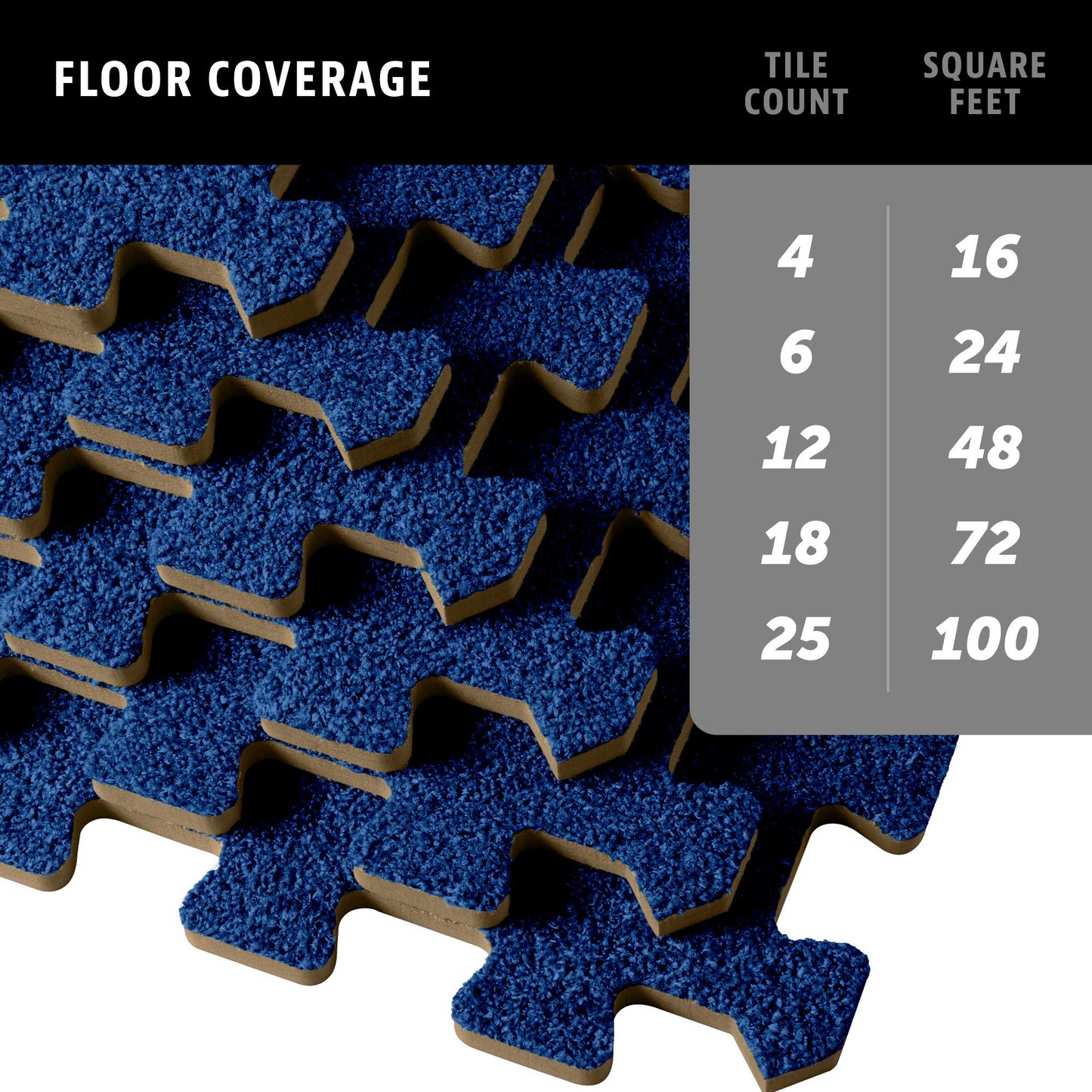 We Sell Mats 3/8 Inch Thick Interlocking Foam Carpet Tiles Durable Carpet Squares Anti Fatigue Support for Home Office or Classroom Use, 24 in x 24 in