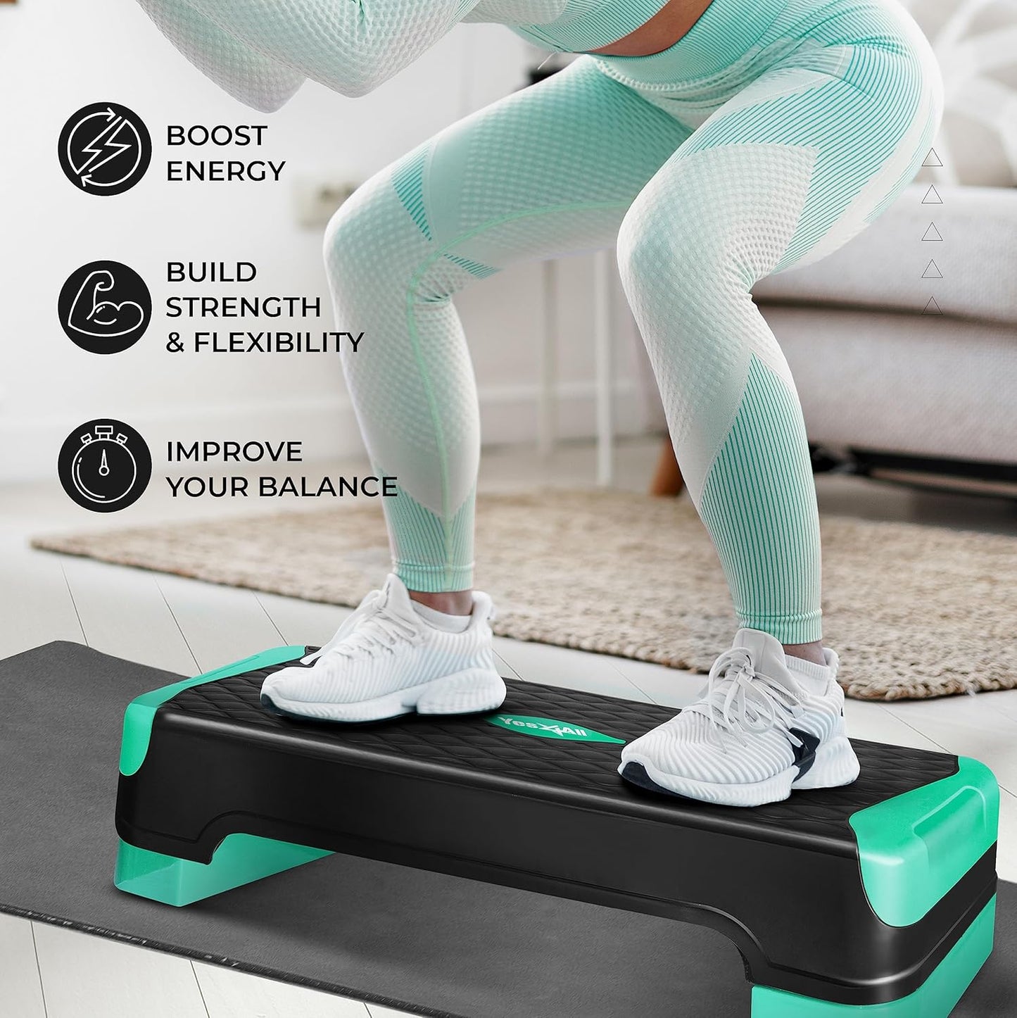 2-in-1 Adjustable Aerobic Step Platform - Fitness Stepper with Rocker Balance Board for Home Workouts | Versatile Exercise Equipment
