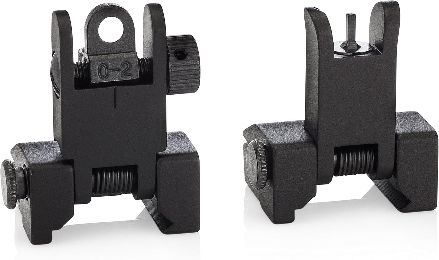 Chaos Ready Flip-Up Iron Sights - Spring Loaded Low Profile Backup Sights for Picatinny Rails | Co-Witness Front & Rear Set