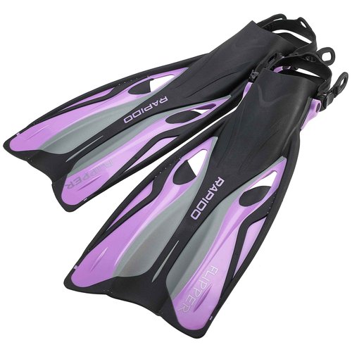 Phantom Aquatics Rapido Boutique Collection Clareza Three Window Tempered Glass Lens Mask Fin Snorkel Set with Snorkeling Gear Carry Bag, PR-LG, Lilac, ml/XL, 9-11 / EU: 41-45 (RPDCMFS-PR-LG_1)
