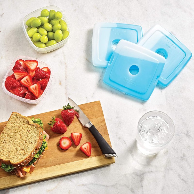 Slim Ice Packs for Lunch Boxes | Quick Freeze Reusable Coolers - Clear Blue (Pack of 48)
