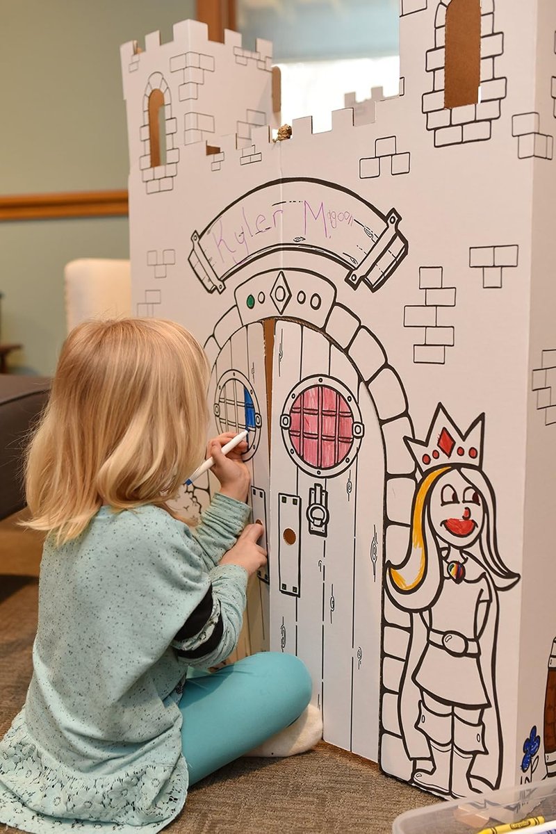 Fairy Tale Castle Playhouse - Creative Indoor/Outdoor Kids Art & Craft | 32" X 32" X 43.5", White, Age 3+