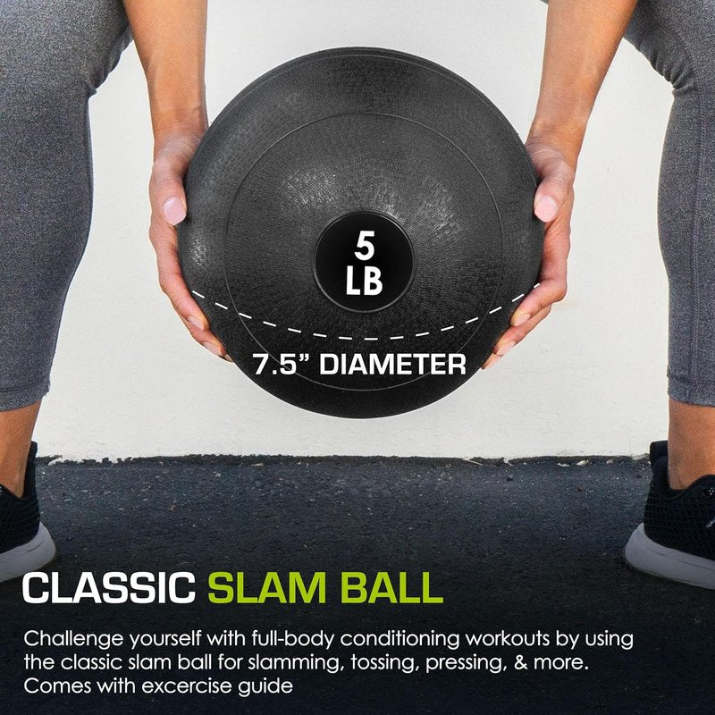 ProsourceFit Slam Medicine Balls - Smooth & Textured Grip for Strength Training | 5-50 lbs Options