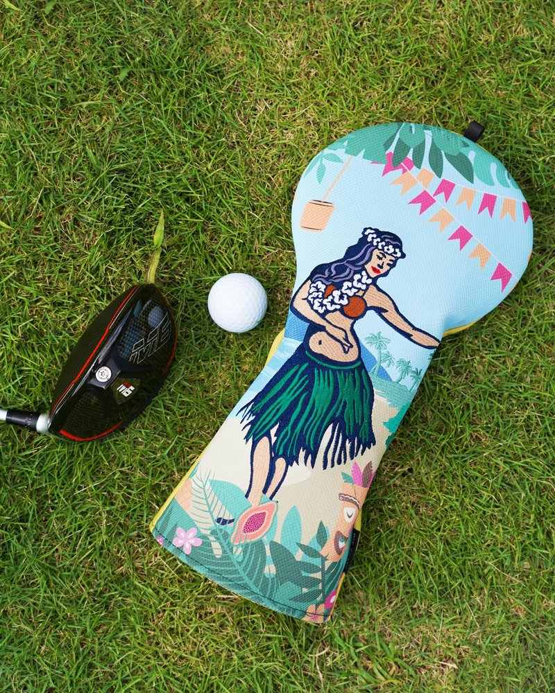 Big Teeth Golf Driver Headcover, Hawaiian Spirit Golf Driver Head Covers, Tropical Golf Club Driver Covers Aloha Design, Vibrant Driver Head Cover