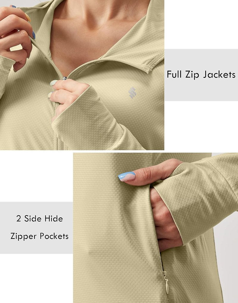 Soothfeel Women's UPF 50+ Sun Protection Hoodie - Lightweight Long Sleeve Jacket for Hiking & Outdoor Activities