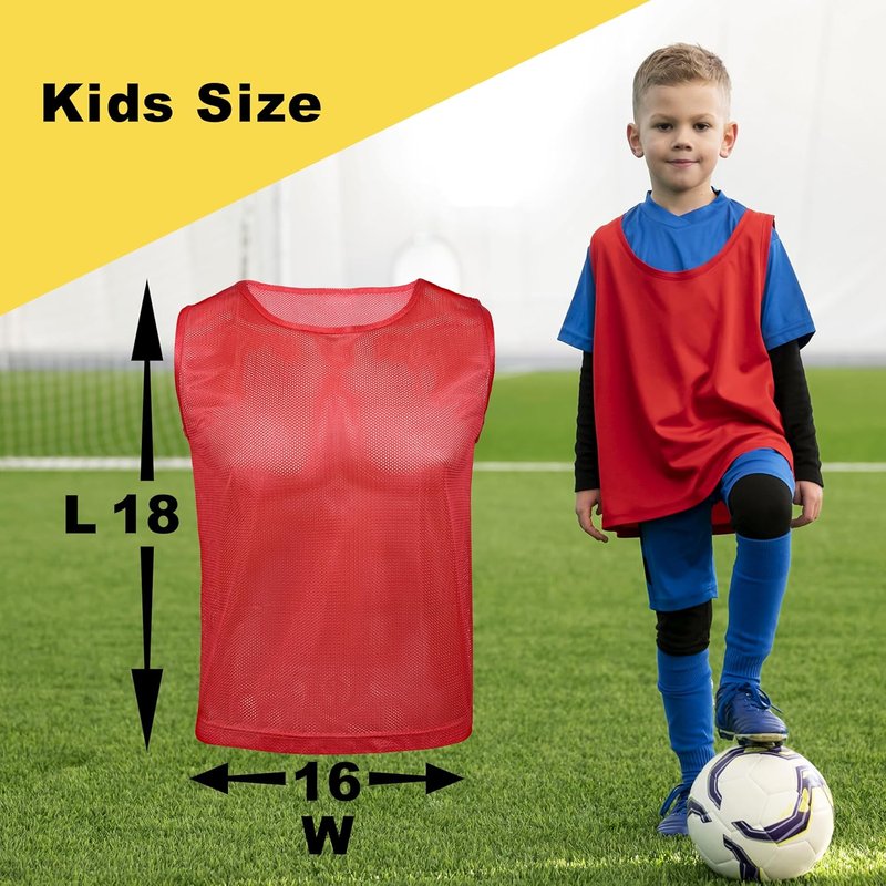 Youth Soccer Pinnies - Breathable Mesh Scrimmage Vests for Sports | Youth Sizes Available