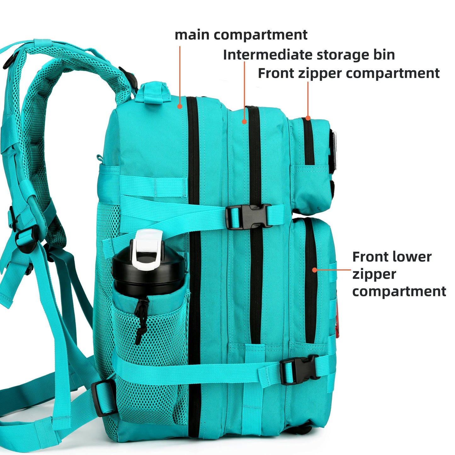 Lovelinks21 45L Tactical Assault Backpack 3 day assault pack with Molle Waterproof backpack Rucksack for Tactical Backpacks (Lake Blue)