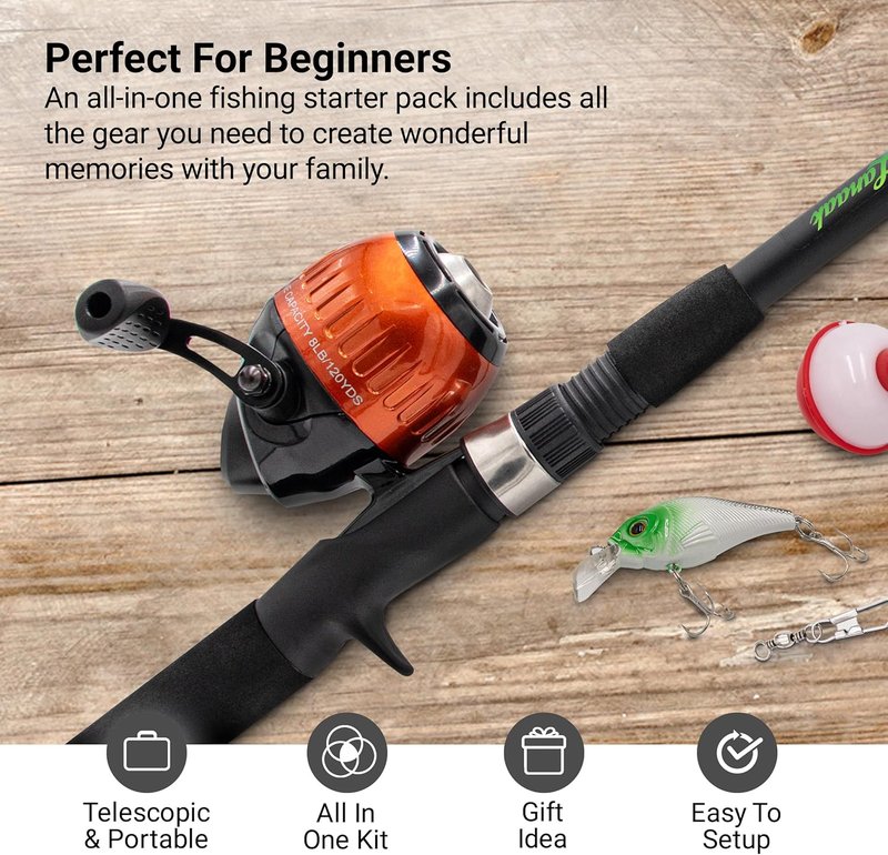 Kids Fishing Pole - Portable Telescopic Fishing Rod Set with Tackle Box & Net | Ideal Gear for Ages 5-10