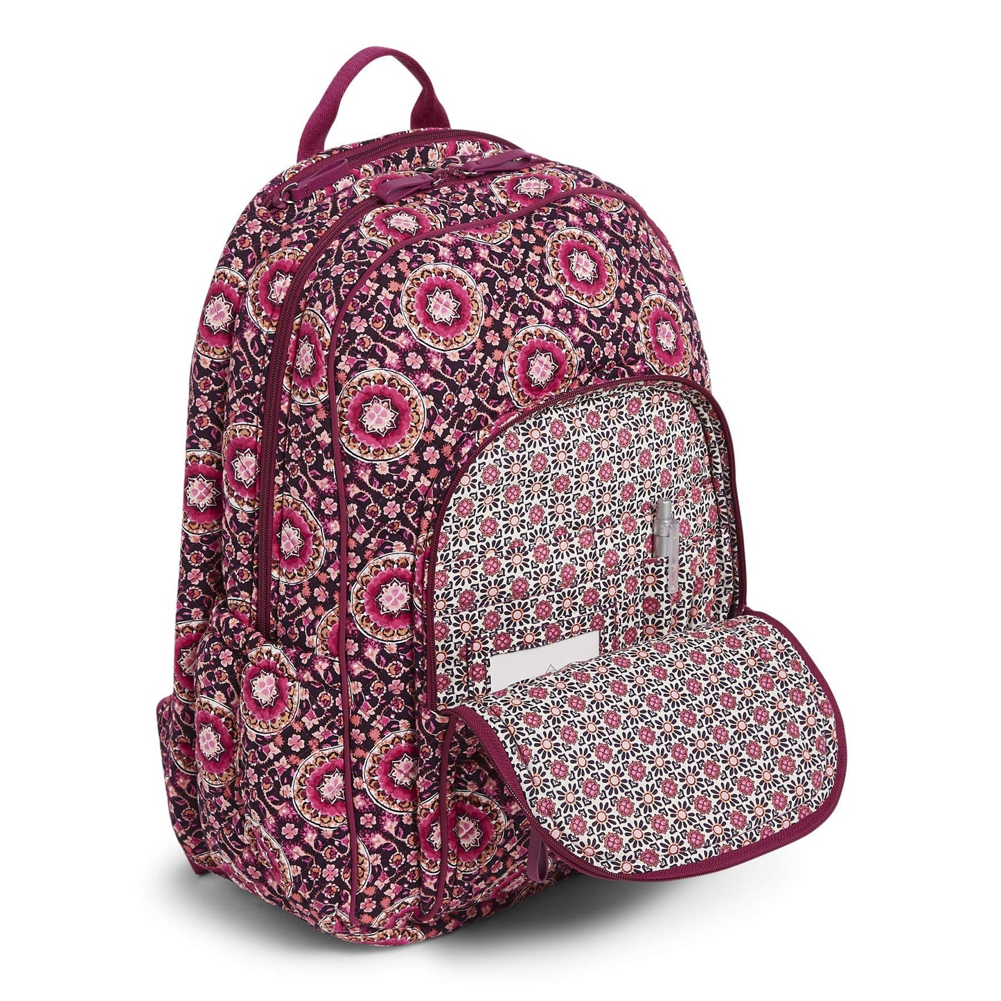 Vera Bradley Women's Cotton Campus Backpack, Raspberry Medallion, One Size