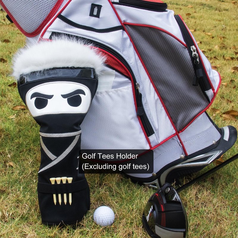 mytag Ninja Golf Club Covers for Woods and Driver, Golf Driver Cover 3 Wood Headcover Hybrid Headcover with Golf Tee Holder, Embossed Synthetic Leather (for Hybrid)