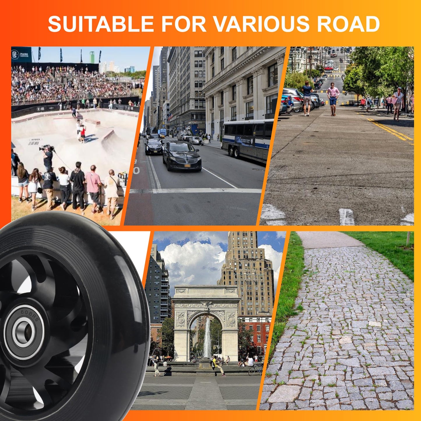 Scooter Wheels Pro Replacement Parts - 100mm With Aluminum Alloy Wheel Rim and Anti-Lock Bearing, Scooter Replacement Parts for Razor Scooters (100mm Black)