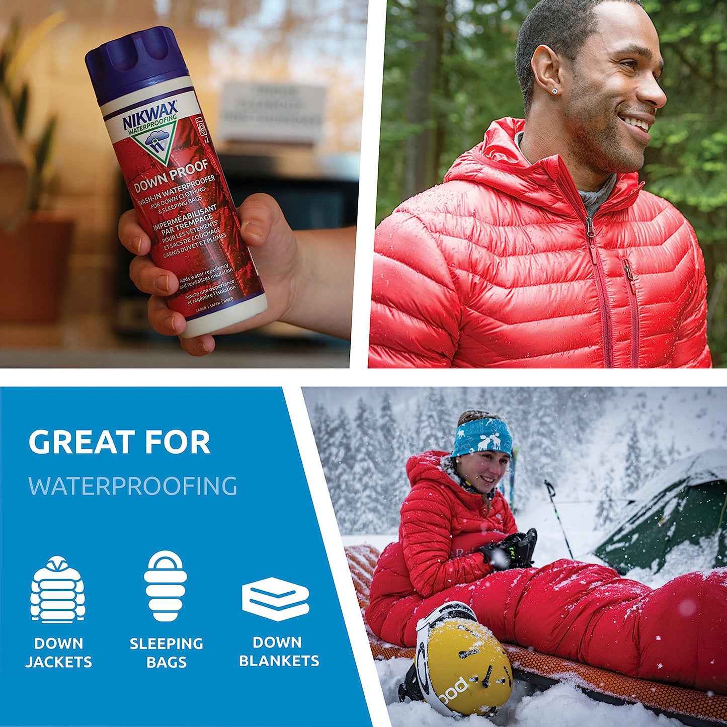 Nikwax Down Proof Wash-In Waterproofing Restores DWR Water Repellency to Down Filled Jackets, Outerwear, Vests, Sleeping Bags, Quilts, and Bedding, Revitalizes and Protects Insulation and Loft