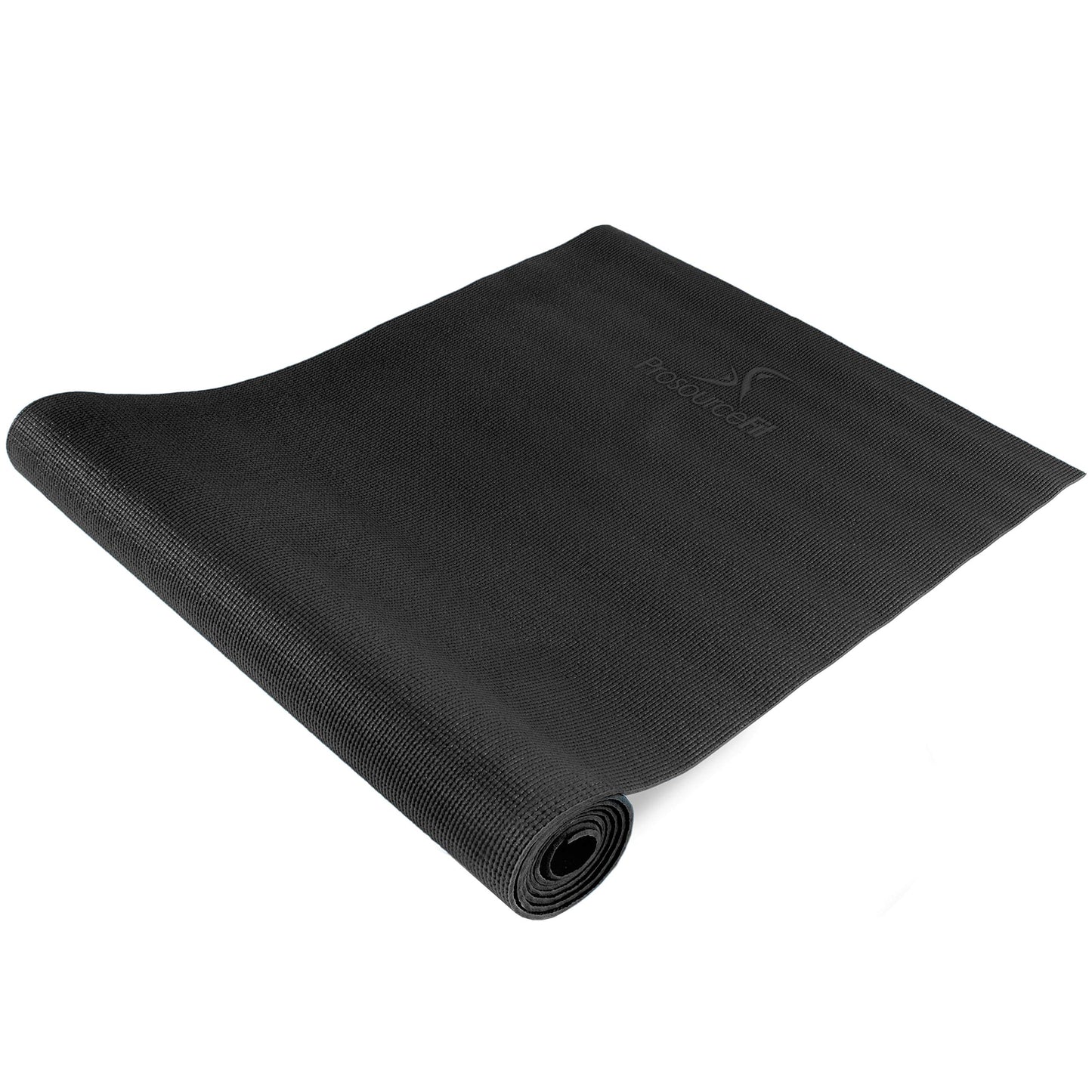 ProsourceFit Classic Yoga Mat 1/8” (3mm) Thick, Extra Long 72-Inch Lightweight Fitness Mat with Non-Slip Grip for Yoga, Pilates, Exercise, Black