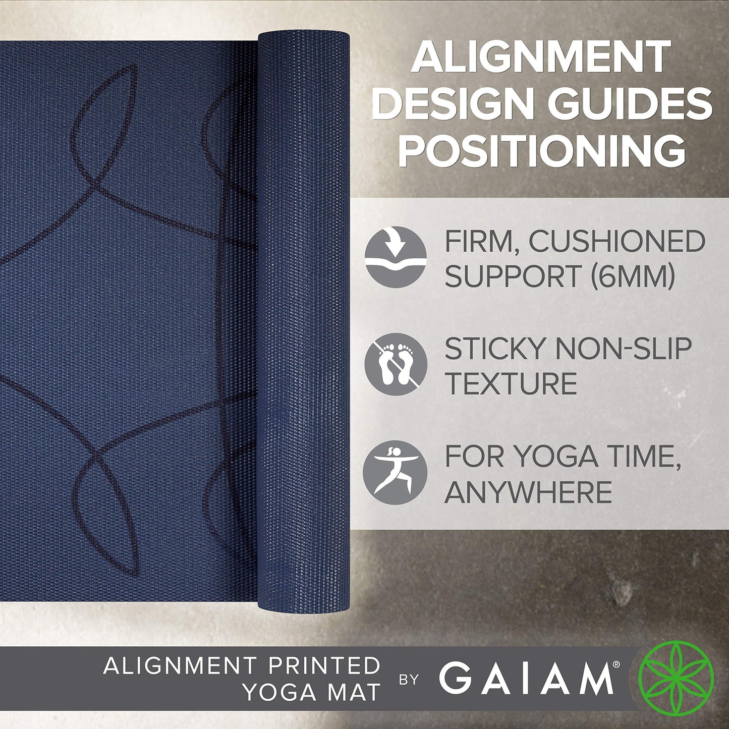 Gaiam Premium Print Yoga Mat, Marrakesh, 68"L x 24"W x 6mm Thick