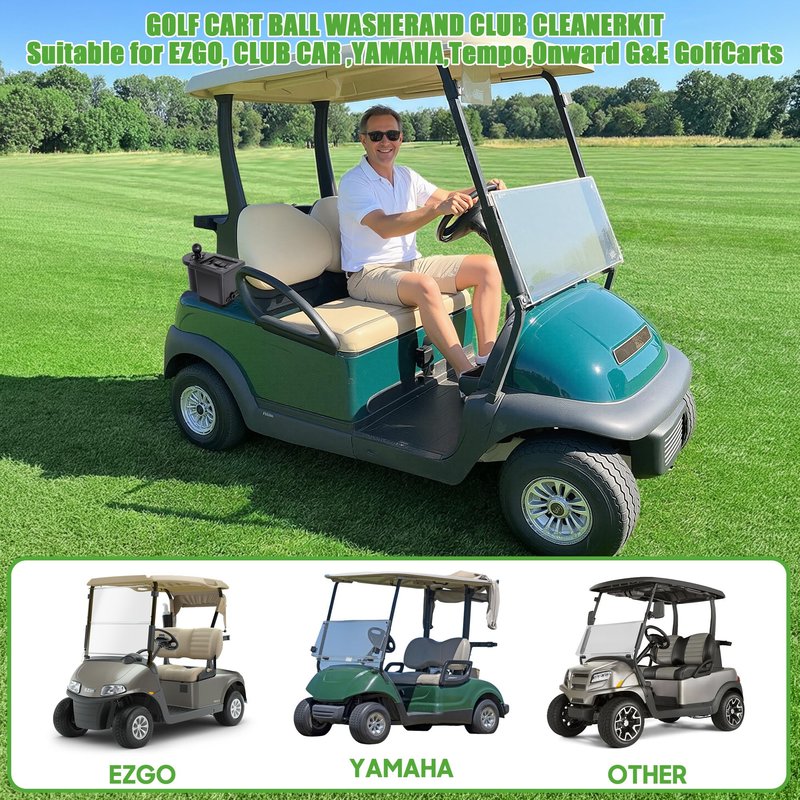 10L0L Golf Cart Ball Washer and Club Head Cleaner Kit Detachable Golf Club Head and Ball Washer Golf Cleaner for EZGO Club Car Yamaha